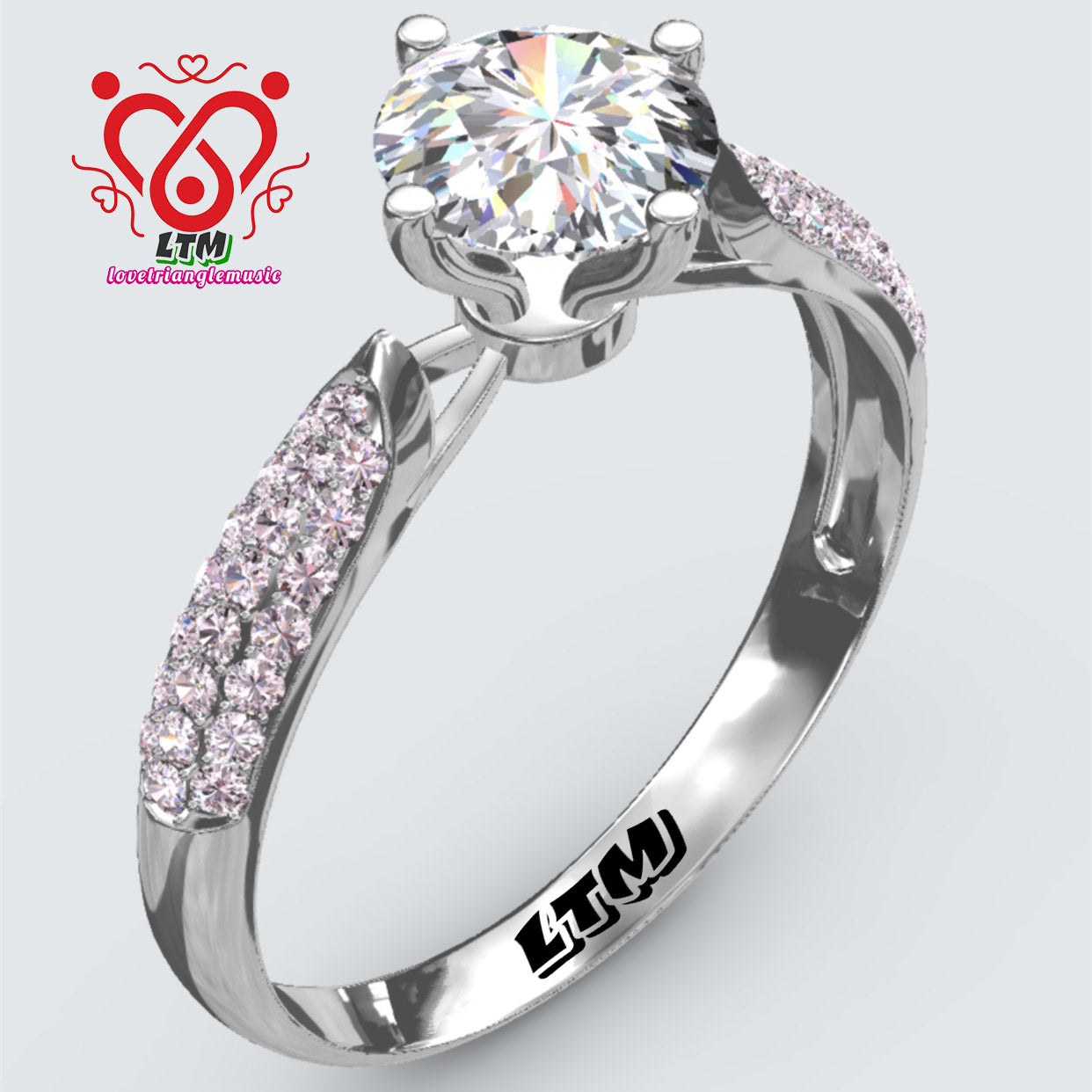 Love Triangle Music Luxury platinum diamond wedding ring custom